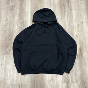 Vintage 00s Jerzees Blank Black Hoodie Men's Size Large Boxy Pullover